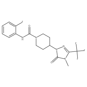 N-(2-fluorophenyl)-4-(4-methyl-5-oxo-3-(trifluoromethyl)-4,5-dihydro-1H-1,2,4-triazol-1-yl)piperidine-1-carboxamide结构式