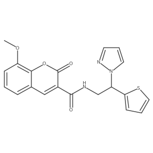 N-(2-(1H-pyrazol-1-yl)-2-(thiophen-2-yl)ethyl)-8-methoxy-2-oxo-2H-chromene-3-carboxamide结构式