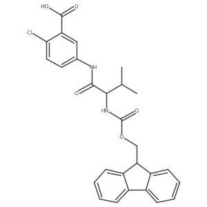 2-chloro-5-[(2R)-2-({[(9H-fluoren-9-yl)methoxy]carbonyl}amino)-3-methylbutanamido]benzoic acid结构式
