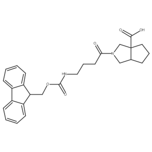 2-[4-({[(9H-fluoren-9-yl)methoxy]carbonyl}amino)butanoyl]-octahydrocyclopenta[c]pyrrole-3a-carboxylic acid结构式