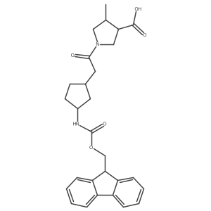 1-{2-[3-({[(9H-fluoren-9-yl)methoxy]carbonyl}amino)cyclopentyl]acetyl}-4-methylpyrrolidine-3-carboxylic acid Structure