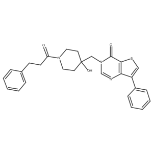 3-((4-Hydroxy-1-(3-phenylpropanoyl)piperidin-4-yl)methyl)-7-phenylthieno[3,2-d]pyrimidin-4(3H)-one Structure