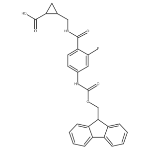 rac-(1R,2S)-2-({[4-({[(9H-fluoren-9-yl)methoxy]carbonyl}amino)-2-fluorophenyl]formamido}methyl)cyclopropane-1-carboxylic acid Structure