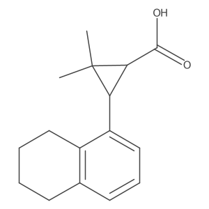 rac-(1R,3R)-2,2-dimethyl-3-(5,6,7,8-tetrahydronaphthalen-1-yl)cyclopropane-1-carboxylic acid结构式