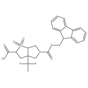 rac-(3aR,6aR)-5-{[(9H-fluoren-9-yl)methoxy]carbonyl}-1,1-dioxo-3a-(trifluoromethyl)-hexahydro-2H-1lambda6-thieno[2,3-c]pyrrole-2-carboxylic acid结构式