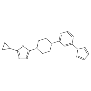 4-[4-(5-cyclopropyl-1,3,4-thiadiazol-2-yl)piperazin-1-yl]-6-(1H-pyrazol-1-yl)pyrimidine结构式