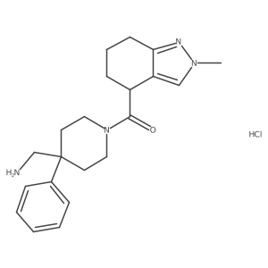 [4-(Aminomethyl)-4-phenylpiperidin-1-yl]-(2-methyl-4,5,6,7-tetrahydroindazol-4-yl)methanone;hydrochloride Structure