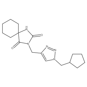 3-{[1-(cyclopentylmethyl)-1H-1,2,3-triazol-4-yl]methyl}-1,3-diazaspiro[4.5]decane-2,4-dione结构式