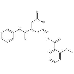 2-{2-[(2-methoxyphenyl)carbonyl]hydrazinyl}-4-oxo-N-phenyl-5,6-dihydro-4H-1,3-thiazine-6-carboxamide结构式