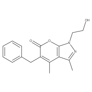 1-(2-Hydroxyethyl)-3,4-dimethyl-5-(phenylmethyl)pyrano[2,3-c]pyrazol-6(1H)-one结构式
