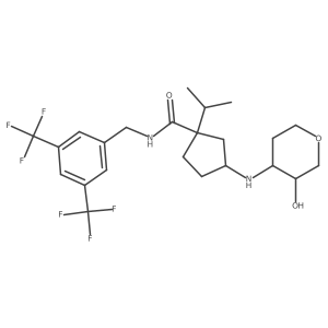(1S,3R)-N-(3,5-bis(trifluoromethyl)benzyl)-3-(3-hydroxytetrahydro-2H-pyran-4-ylamino)-1-isopropylcyclopentanecarboxamide Structure