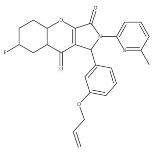 7-fluoro-2-(6-methylpyridin-2-yl)-1-(3-prop-2-enoxyphenyl)-4a,5,6,7,8,8a-hexahydro-1H-chromeno[2,3-c]pyrrole-3,9-dione Structure
