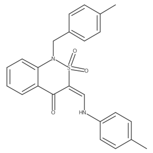 (E)-1-(4-methylbenzyl)-3-((p-tolylamino)methylene)-1H-benzo[c][1,2]thiazin-4(3H)-one 2,2-dioxide结构式