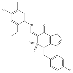 (3Z)-3-{[(4-chloro-2-methoxy-5-methylphenyl)amino]methylidene}-1-(4-fluorobenzyl)-1H-thieno[3,2-c][1,2]thiazin-4(3H)-one 2,2-dioxide结构式