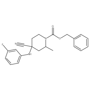 1-Piperidinecarboxylic acid, 4-cyano-4-[(3-fluorophenyl)amino]-2-methyl-, phenylmethyl ester Structure