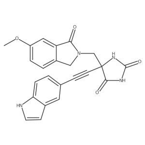(R)-5-((1H-indol-5-yl)ethynyl)-5-((6-methoxy-1-oxoisoindolin-2-yl)methyl)imidazolidine-2,4-dione结构式