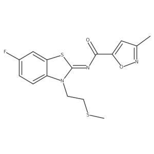 (E)-N-(6-fluoro-3-(2-(methylthio)ethyl)benzo[d]thiazol-2(3H)-ylidene)-3-methylisoxazole-5-carboxamide结构式