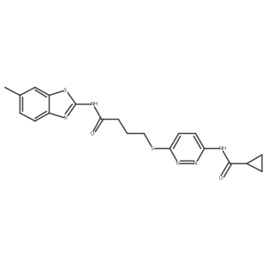 N-(6-((4-((6-methylbenzo[d]thiazol-2-yl)amino)-4-oxobutyl)thio)pyridazin-3-yl)cyclopropanecarboxamide结构式