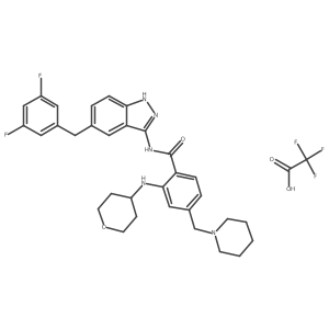 N-[5-[(3,5-difluorophenyl)methyl]-1H-indazol-3-yl]-2-(oxan-4-ylamino)-4-(piperidin-1-ylmethyl)benzamide;2,2,2-trifluoroacetic acid结构式