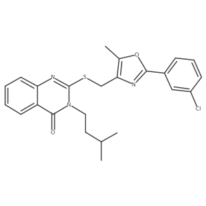2-(((2-(3-chlorophenyl)-5-methyloxazol-4-yl)methyl)thio)-3-isopentylquinazolin-4(3H)-one结构式
