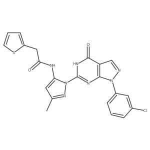 N-(1-(1-(3-chlorophenyl)-4-oxo-4,5-dihydro-1H-pyrazolo[3,4-d]pyrimidin-6-yl)-3-methyl-1H-pyrazol-5-yl)-2-(thiophen-2-yl)acetamide Structure