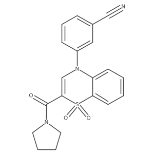 3-[1,1-dioxido-2-(pyrrolidin-1-ylcarbonyl)-4H-1,4-benzothiazin-4-yl]benzonitrile结构式