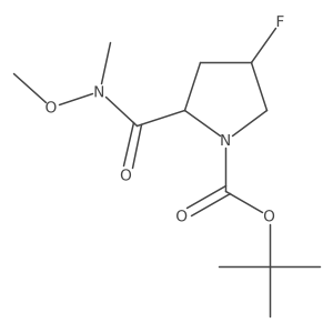 (2S,4R)-4-Fluoro-2-(methoxy-methyl-carbamoyl)-pyrrolidine-1-carboxylic acid tert-butyl ester结构式