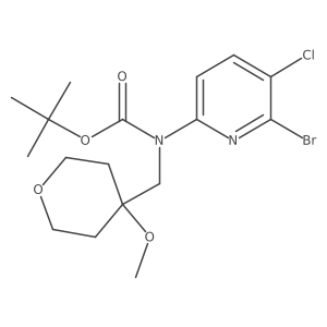 tert-butyl 6-bromo-5-chloropyridin-2-yl((4-methoxytetrahydro-2H-pyran-4-yl)methyl)carbamate结构式