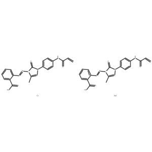 Chromate(1-), bis(2-((4,5-dihydro-3-methyl-5-oxo-1-(4-((1-oxo-2-propenyl)amino)phenyl)-1H-pyrazol-4-yl)azo)benzoato(2-))-, sodium结构式