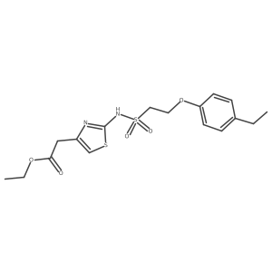 Ethyl 2-(2-(2-(4-ethylphenoxy)ethylsulfonamido)thiazol-4-yl)acetate结构式