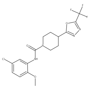 N-(5-chloro-2-methoxy-phenyl)-4-[5-(trifluoromethyl)-1,3,4-oxadiazol-2-yl]piperidine-1-carboxamide结构式