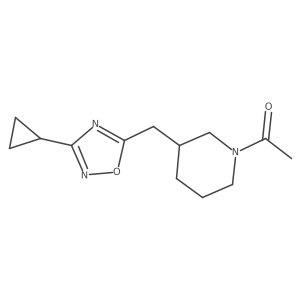 1-(3-((3-Cyclopropyl-1,2,4-oxadiazol-5-yl)methyl)piperidin-1-yl)ethanone Structure
