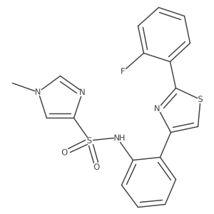 N-(2-(2-(2-fluorophenyl)thiazol-4-yl)phenyl)-1-methyl-1H-imidazole-4-sulfonamide结构式