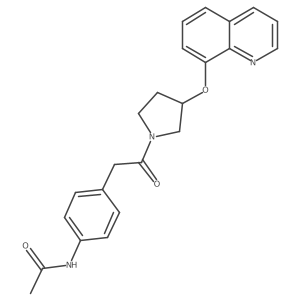 N-(4-(2-oxo-2-(3-(quinolin-8-yloxy)pyrrolidin-1-yl)ethyl)phenyl)acetamide Structure