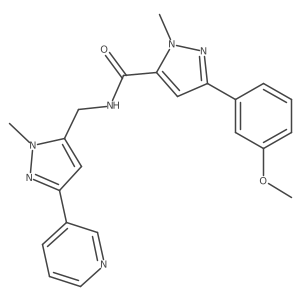 3-(3-methoxyphenyl)-1-methyl-N-((1-methyl-3-(pyridin-3-yl)-1H-pyrazol-5-yl)methyl)-1H-pyrazole-5-carboxamide结构式