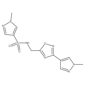 1-methyl-N-{[3-(1-methyl-1H-pyrazol-4-yl)-1,2,4-oxadiazol-5-yl]methyl}-1H-pyrazole-4-sulfonamide Structure