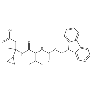 3-cyclopropyl-3-[2-({[(9H-fluoren-9-yl)methoxy]carbonyl}amino)-3-methylbutanamido]butanoic acid结构式