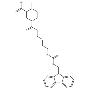 4-{3-[2-({[(9H-fluoren-9-yl)methoxy]carbonyl}amino)ethoxy]propanoyl}-1-methylpiperazine-2-carboxylic acid Structure