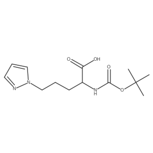2-{[(tert-butoxy)carbonyl]amino}-5-(1H-pyrazol-1-yl)pentanoic acid结构式