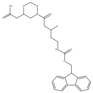 2-{4-[5-({[(9H-fluoren-9-yl)methoxy]carbonyl}amino)-3-methylpentanoyl]morpholin-2-yl}acetic acid结构式