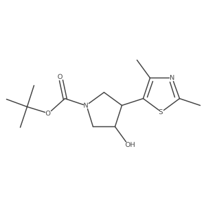 rac-tert-butyl (3R,4S)-3-(dimethyl-1,3-thiazol-5-yl)-4-hydroxypyrrolidine-1-carboxylate Structure