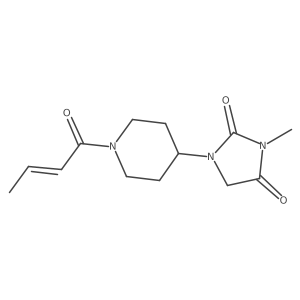 (E)-1-(1-(but-2-enoyl)piperidin-4-yl)-3-methylimidazolidine-2,4-dione结构式