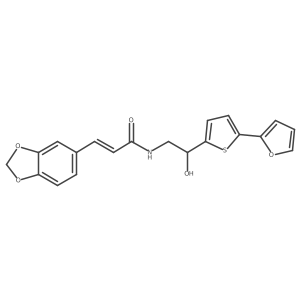 (E)-3-(1,3-Benzodioxol-5-yl)-N-[2-[5-(furan-2-yl)thiophen-2-yl]-2-hydroxyethyl]prop-2-enamide结构式