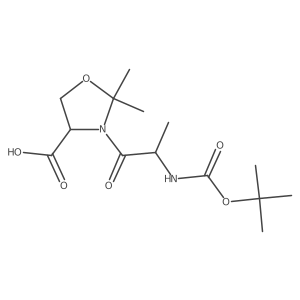 (4S)-3-[(2S)-2-{[(tert-butoxy)carbonyl]amino}propanoyl]-2,2-dimethyl-1,3-oxazolidine-4-carboxylic acid结构式