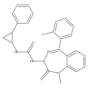 1-[5-(2-fluorophenyl)-1-methyl-2-oxo-2,3-dihydro-1H-1,4-benzodiazepin-3-yl]-3-(2-phenylcyclopropyl)urea Structure