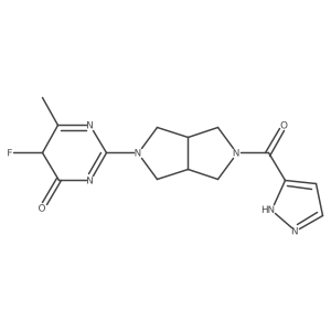 5-fluoro-6-methyl-2-[5-(1H-pyrazole-5-carbonyl)-1,3,3a,4,6,6a-hexahydropyrrolo[3,4-c]pyrrol-2-yl]-5H-pyrimidin-4-one Structure