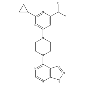 2-cyclopropyl-4-(difluoromethyl)-6-(4-{1H-pyrazolo[3,4-d]pyrimidin-4-yl}piperazin-1-yl)pyrimidine结构式