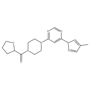 4-(4-methyl-1H-pyrazol-1-yl)-6-[4-(oxolane-2-carbonyl)piperazin-1-yl]pyrimidine Structure