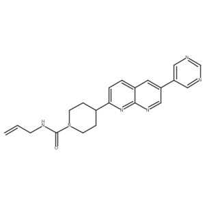 N-(prop-2-en-1-yl)-4-[6-(pyrimidin-5-yl)-1,8-naphthyridin-2-yl]piperidine-1-carboxamide结构式
