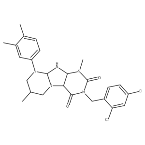 3-[(2,4-dichlorophenyl)methyl]-9-(3,4-dimethylphenyl)-1,7-dimethyl-6,7,8,9a,10,10a-hexahydro-4aH-purino[7,8-a]pyrimidine-2,4-dione Structure